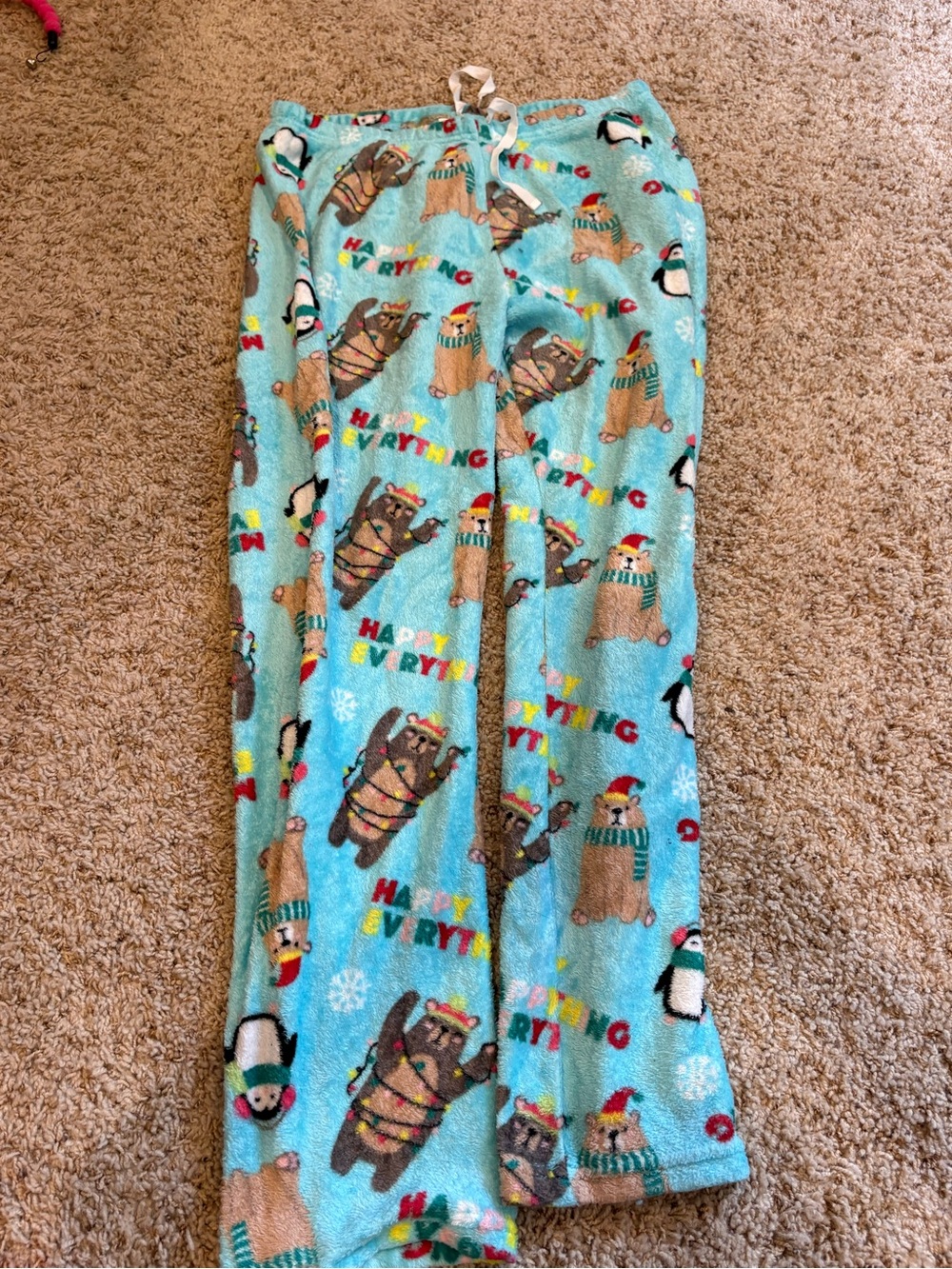 Woman’s Blue Holiday Bear and Penguin soft Pajama Pants